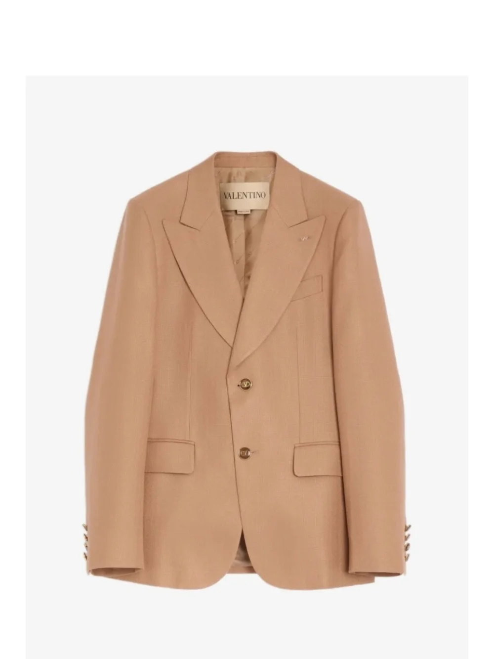 Valentino Garavani Camel Beige Hopsack Viscose Two Button Blazer 38 NWT $4750